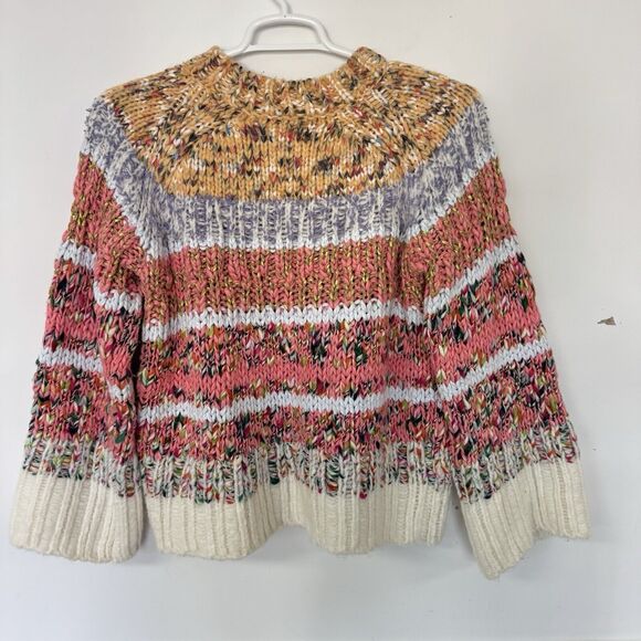 Anthropologie Kahlo Sweater Chunky Striped Knit Alpaca Wool Blend Rainbow Medium - Picture 3 of 12